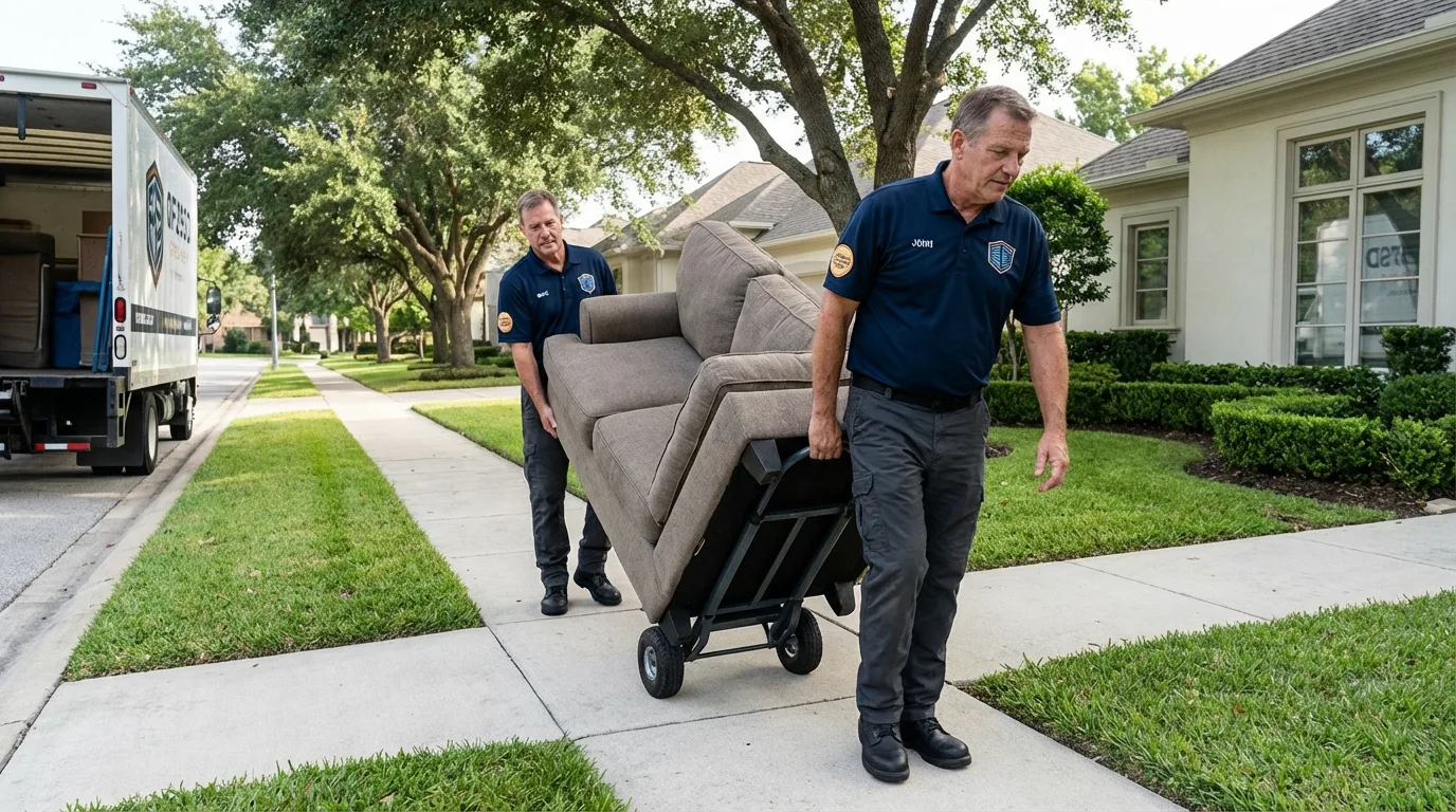 Local residential moving crew loading furniture in Melville, LA